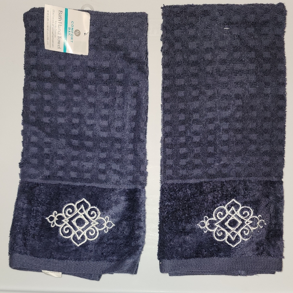 Comfort Bay Navy Blue Hand Towel Set
